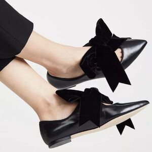 Tory Burch Black Flats with Bow Detail